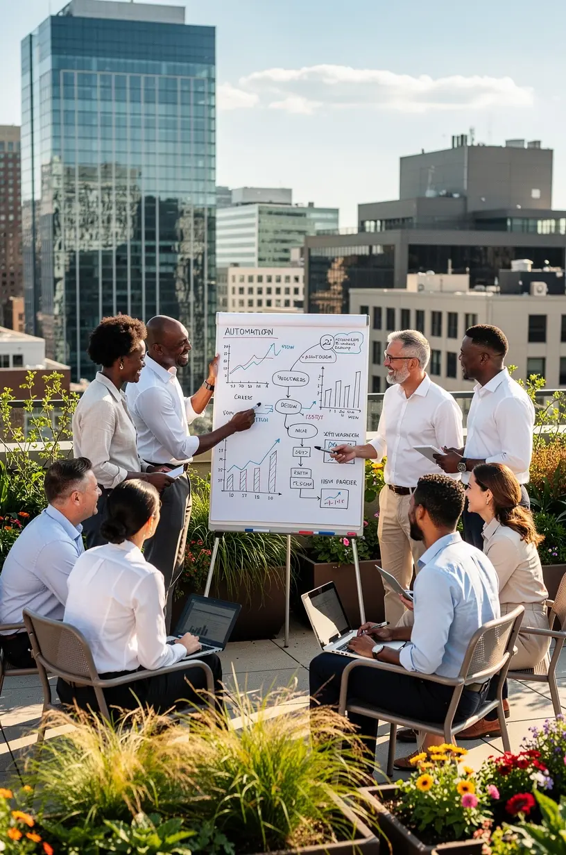 Benefits of automation in financial services illustrated.